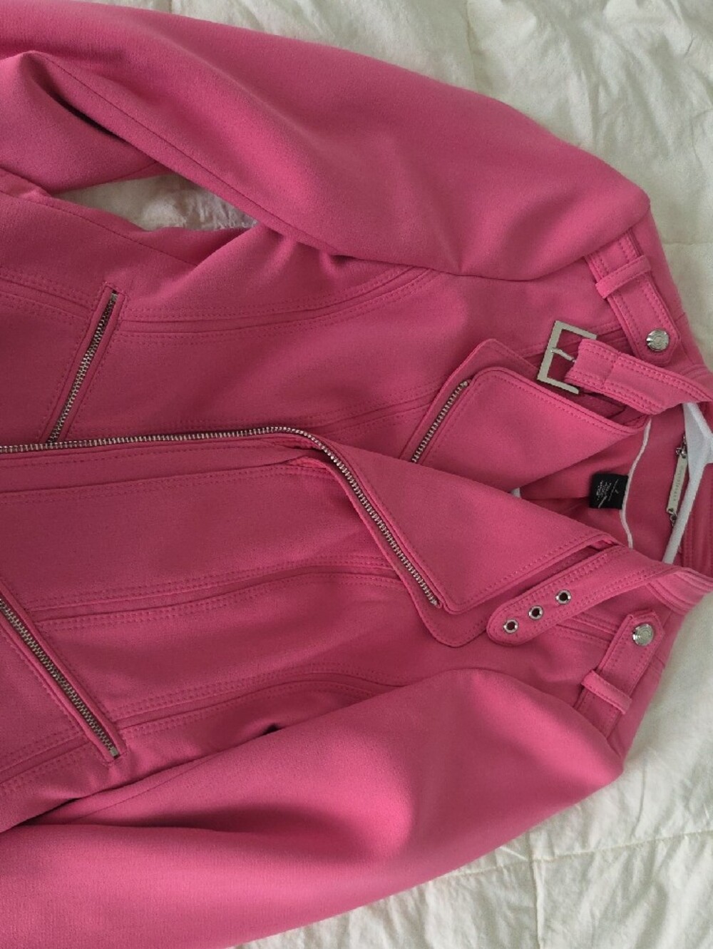 White House Black Market Pink Moto-Style Blazer Jacket - Picture 6 of 6